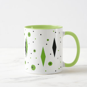 Diamantes verdes retros & caneca da campainha de