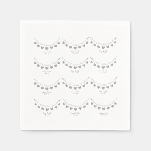 Diamond 60º guardanapos de aniversário de casament (Frente)