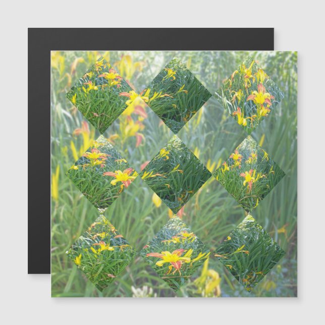 Diamond Cut Yellow Lily Field Geometrics Design, (Frente/Verso)