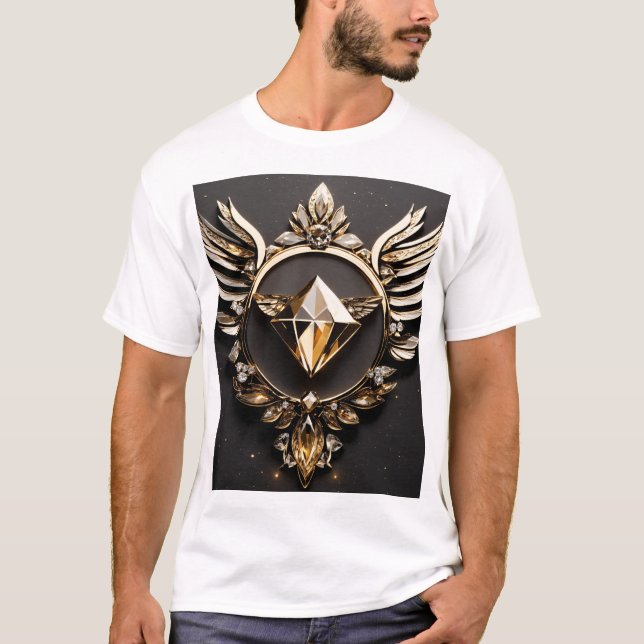 "Diamond Fath Design T-Shirt - Única, Gráfico Negr (Frente)