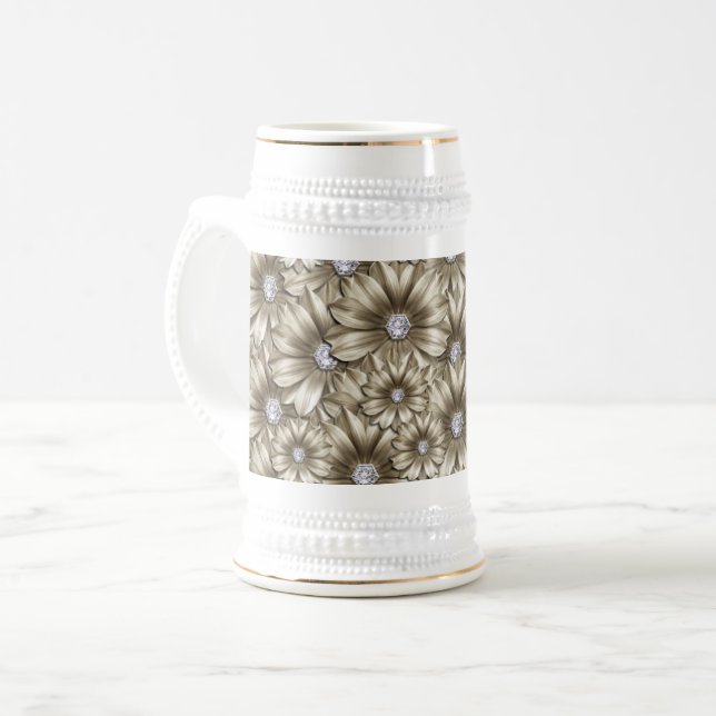 Diamond Flowers Beer Caneca de cerveja (Frente Esquerda)