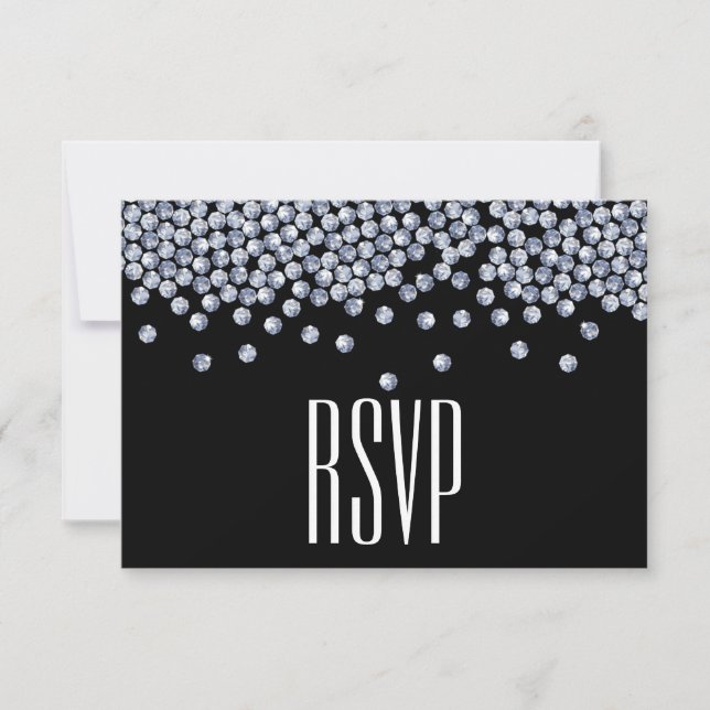 Diamond Glitter Typografia Weding RSVP (Frente)