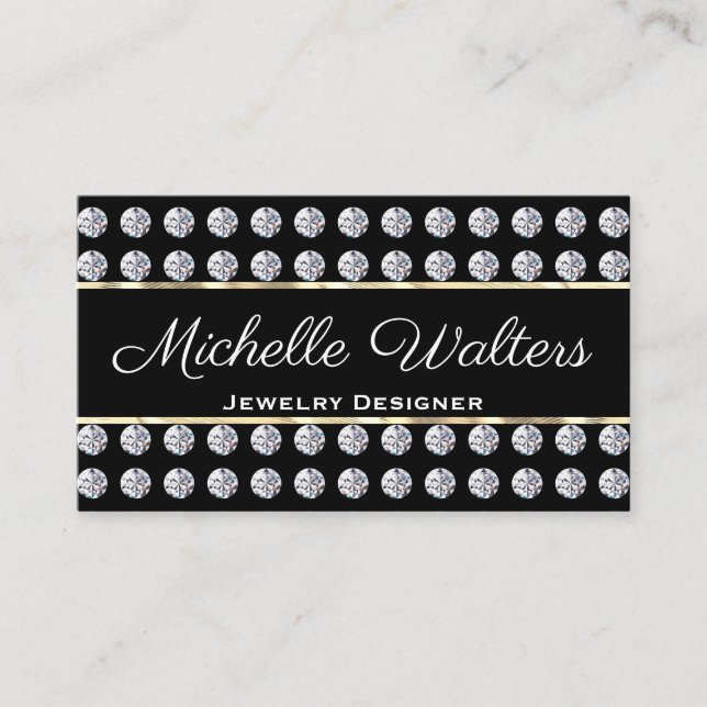 Diamond Pattern | Dourado Trim Cartão de visita (Frente)