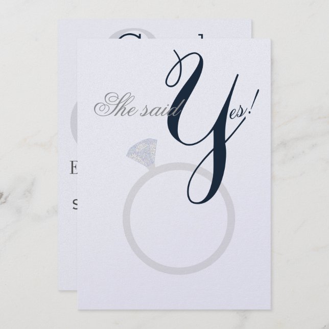 Diamond Ring Ela Disse Sim Marinho E Cartão De Fes (Frente/Verso)