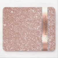Diamond Silver Glitter Name Monograma Mouse Pad