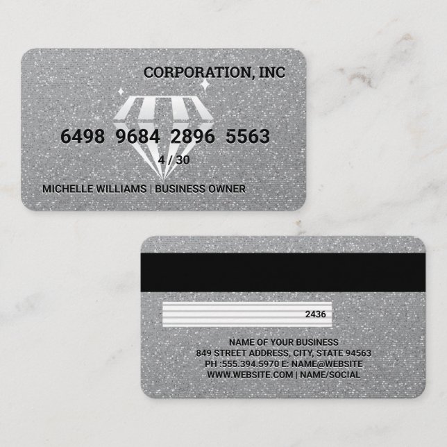 Diamond Sparkle | Gliteria | Cartão de crédito (Frente/Verso)