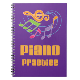 Diário colorido do caderno da prática da música do