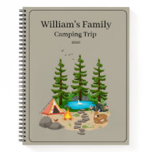 Diário de Acampamento com Ilustração de Acampament