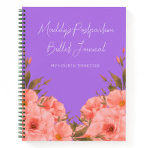 Diário de Bala Personalizado Roxo Floral para Nova