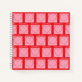 Diário de blocos de cor rosa e vermelho personaliz