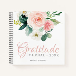 Diário de Gratidão Floral Personalizada com Ano e 