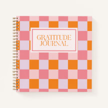 Diário de Gratidão Preppy Rosa Xadrez de Outono