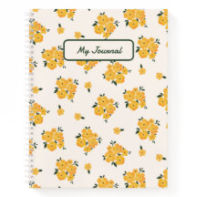Diário Floral Amarelo Personalizado