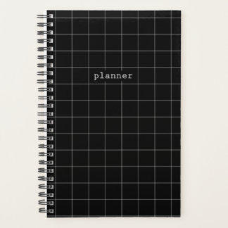 Diário minimalista de planejadores preto-e-branco