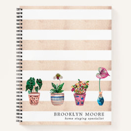 Diário Personalizado com Planta em Vaso em Aquarel