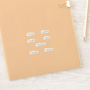 Dias da Semana do Vintagem Curvy do Adesivo do Pla