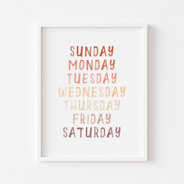 Dias educativos castanhos neutros da semana poster (Criador carregado)