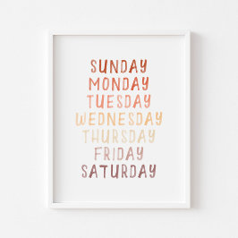 Dias educativos castanhos neutros da semana poster