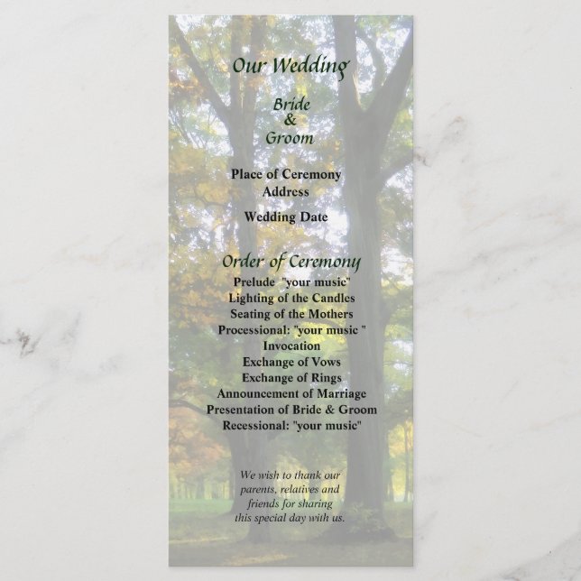 Dica de Programa de Casamento de Outono (Frente)