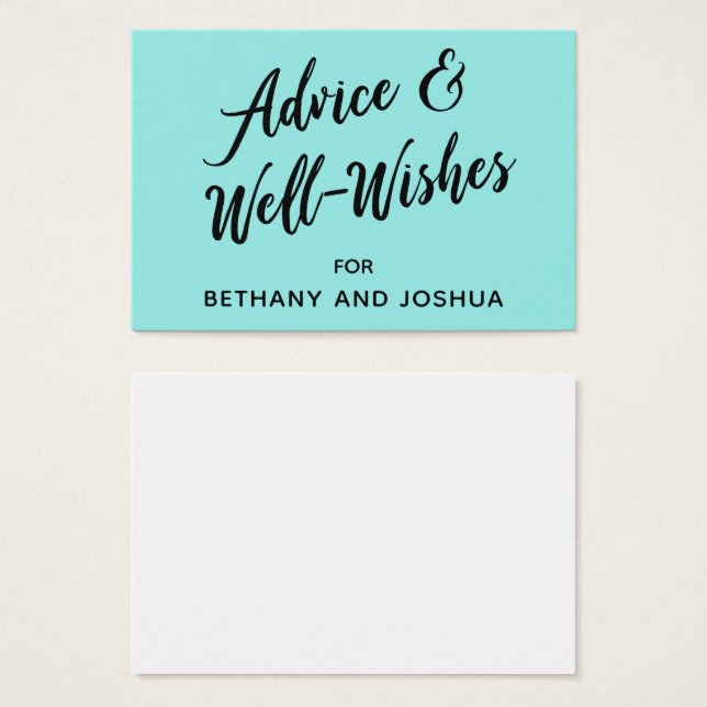 Dicas de Casamento Aquamarine & Boas-Vontades (Frente & Verso)