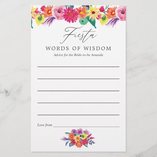 Dicas de Chá de Noiva Festa Floral Aquarela (Frente)
