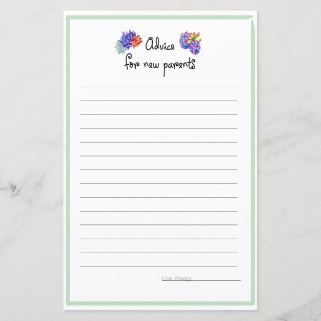 Dicas de Suculentas para Pais Chá de Bebê (Frente)