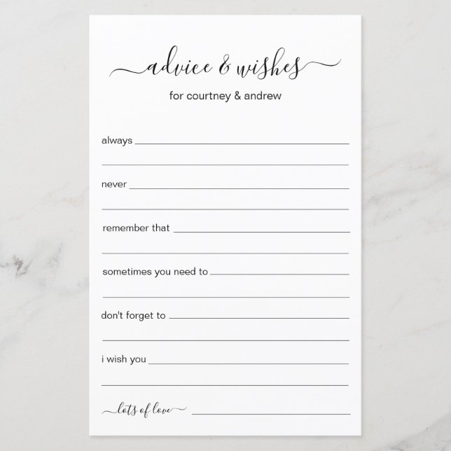 Dicas e Desejos de Casamento (Frente)