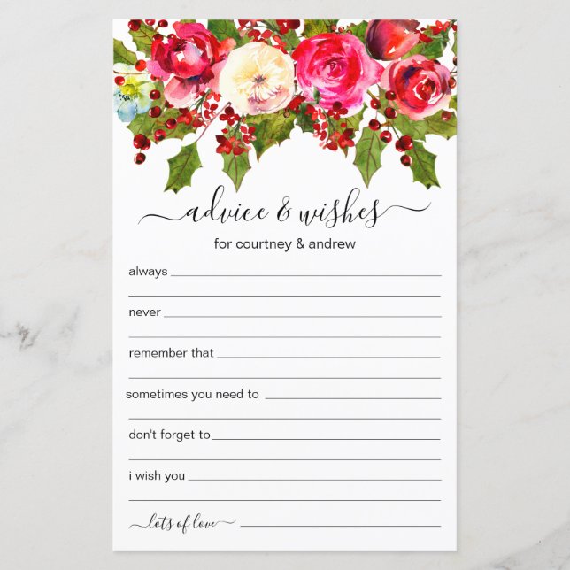 Dicas e Desejos de Casamento de Natal (Frente)