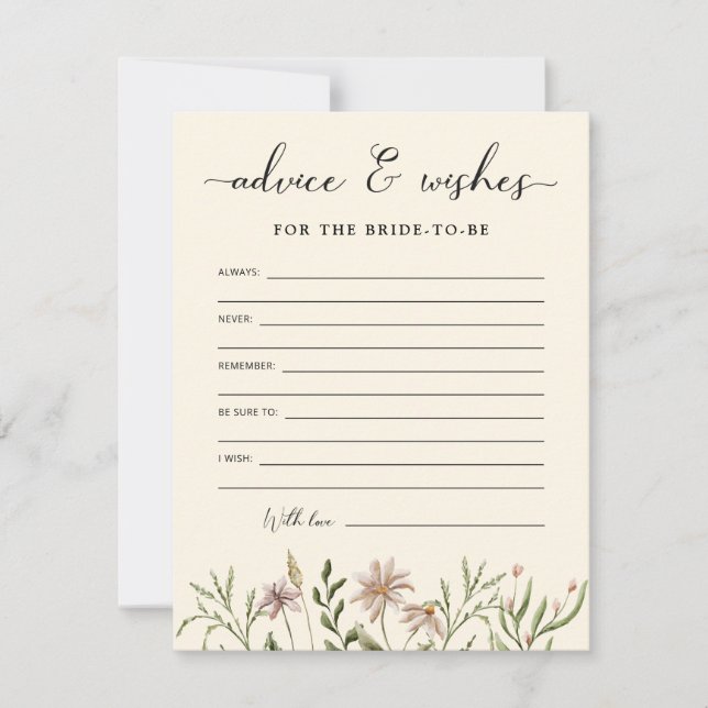 Dicas e Desejos para Chá de Noiva de Flores Silves (Frente)