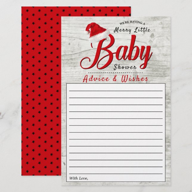 Dicas e Desejos para Chás de Bebê de Natal Alegres (Frente/Verso)
