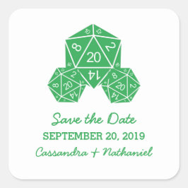 Dice Verde D20 Salve os adesivos de data
