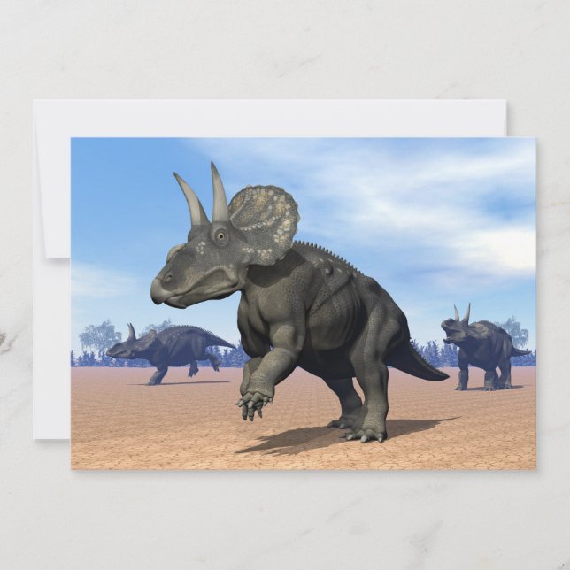 Diceratops/dinossauros nedoceratops no deserto (Frente)