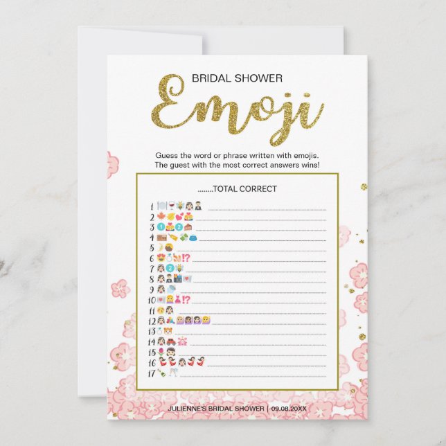 Dicionário de Emojis de Chá de Noiva | Dourado Ros (Frente)
