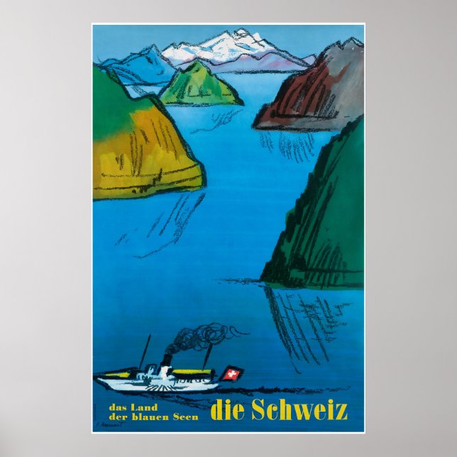 Die Schweiz, Suiça, Poster de viagens (Frente)
