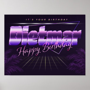 Dietmar Nome Vorname lila retro Poster Geburtstag