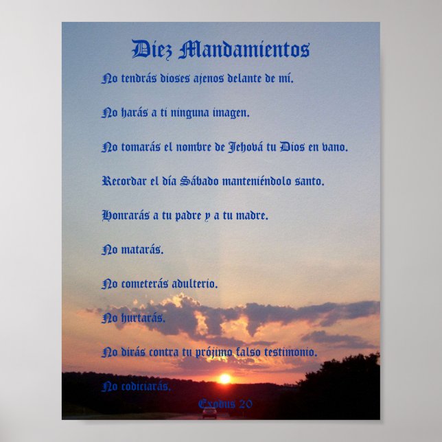 Diez Mandamientos - Puesta de sol Poster (Frente)