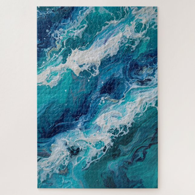 Dificil Quebra-Cabeça de Textura de Onda do Oceano (Vertical)