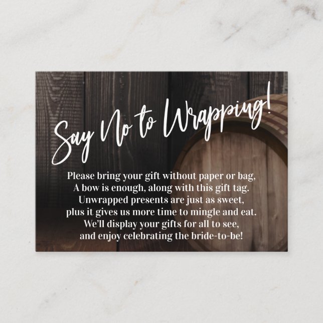 Diga não para embrulhar o cartão de barril de made (Frente)