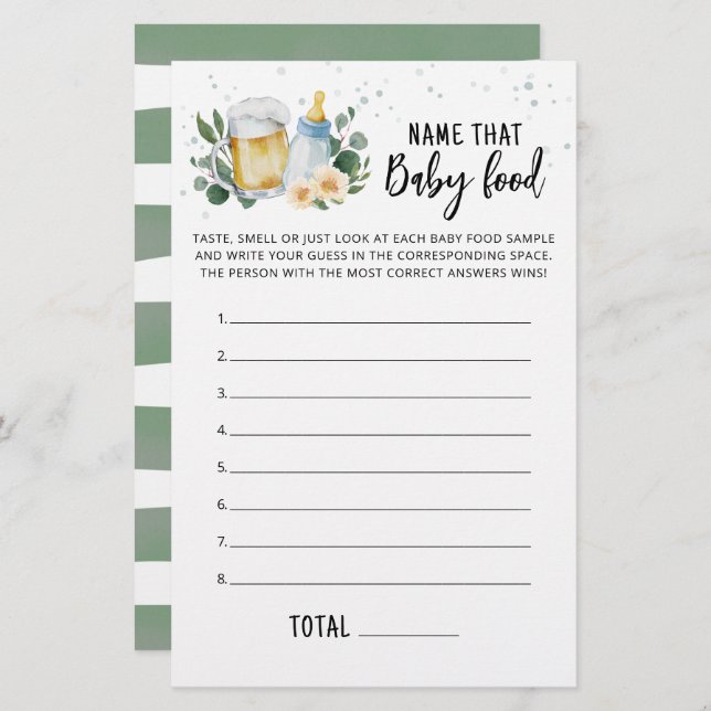 Diga Que Bebê Jogo Comida Greenery Bebê Está Crian (Frente/Verso)