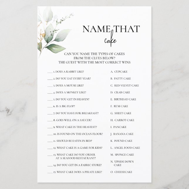 Diga Que Bolo Greeneric Jogo Bridal (Frente)