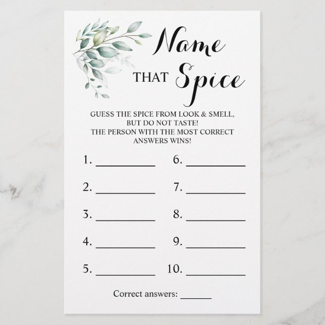 Diga que Spice Greenery Cartão de Jogo Eucalyptus (Frente)