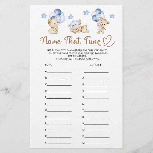 Diga Que Teddy Bear Boy Chá de fraldas (Frente)