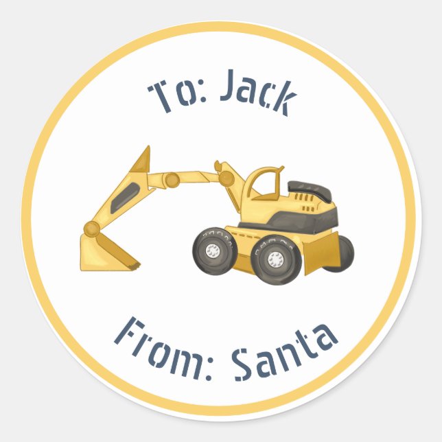 Digger de Natal de Construção - Etiqueta Gift Chri (Frente)