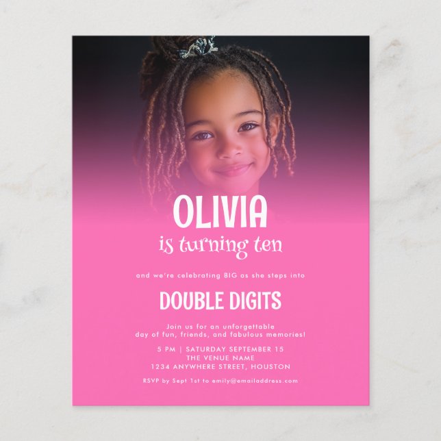 Dígitos Duplos Orçamentários Foto Rosa Quente 10º  (Frente)