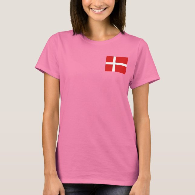 Dinamarca Flag e Map dk T-Shirt (Frente)
