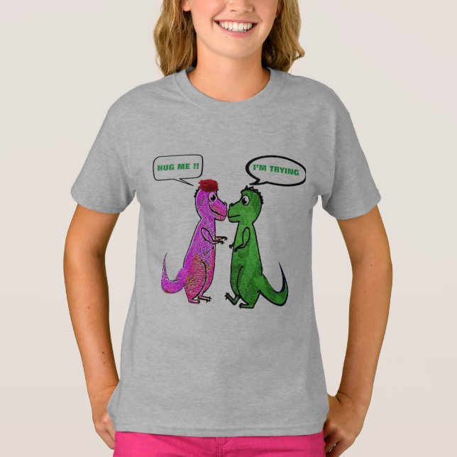 dinassauros t-rex adoram você me abraçar t-shirt e (Frente)