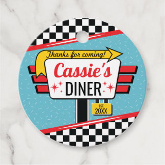 Diner Retro Birthday Favor Circles 1950 - Etiqueta