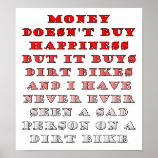 Dinheiro Compra Motocicletas Poster Divertido