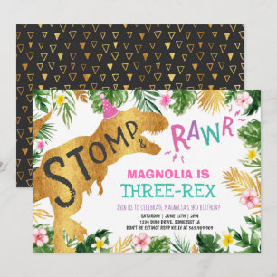 Dino De Convite De Aniversário De Três Rex Do Di