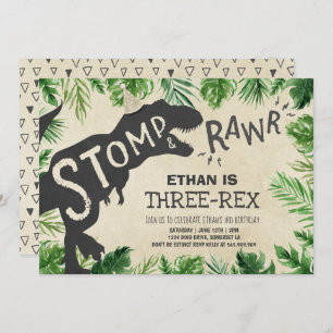 Dino De Convite De Aniversário De Três Rex Do Dino